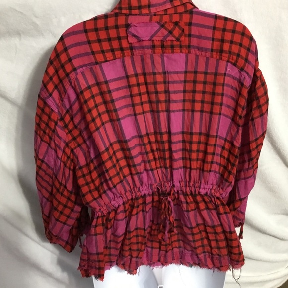 NWT We The Free “Red Combo” Plaid Top MEDIUM - Picture 5 of 14